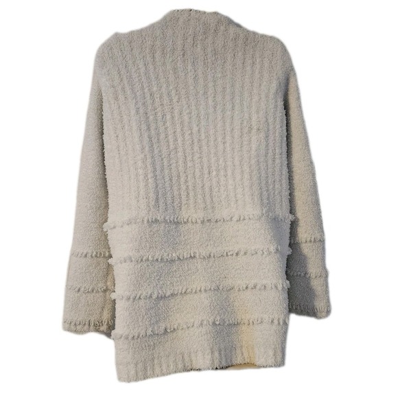 Barefoot Dreams Cozy Chic Boardwalk Open Cardigan Pearl Womens Size XS Pockets - Picture 2 of 5